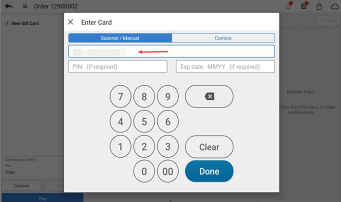 Enter the card details and tap Done