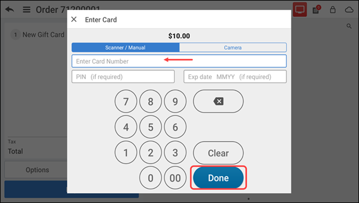 Tap Done to activate the card and repeat if necessary