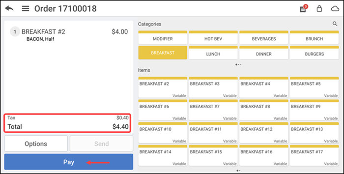 Tap Pay on active guest check