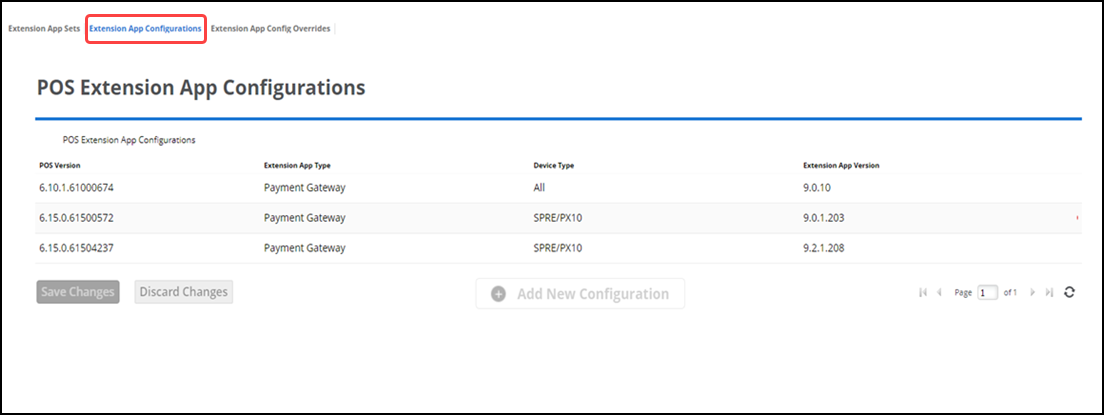 View extension configuration