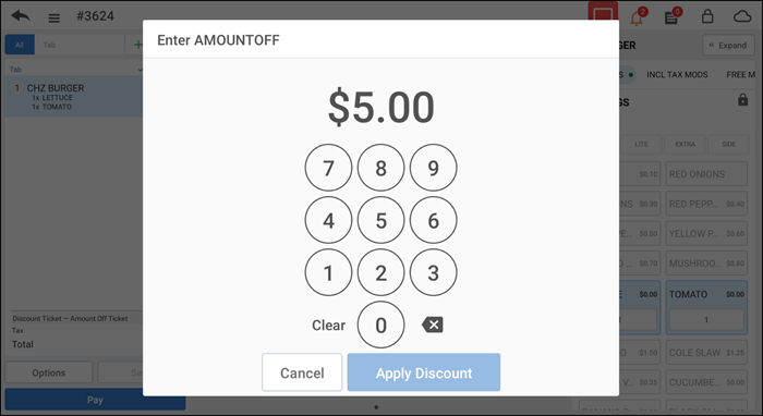 Select discount tyoe screen