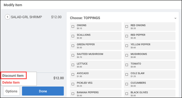 applying discount to an item