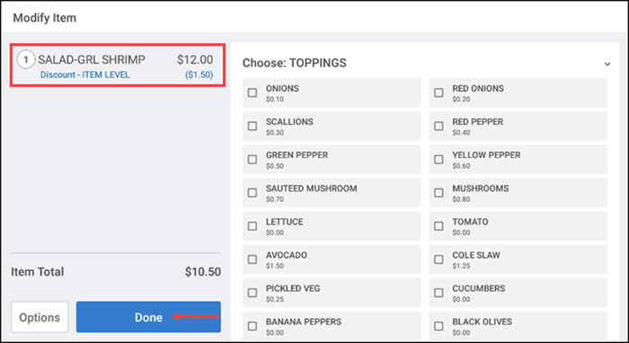 applying discount to an item