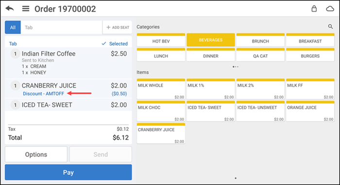 applying discount to an item