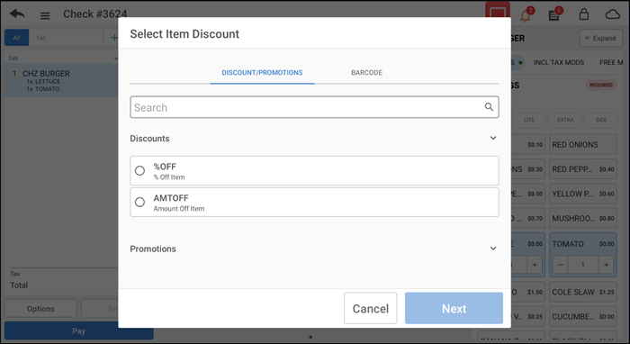 applying discount to an item