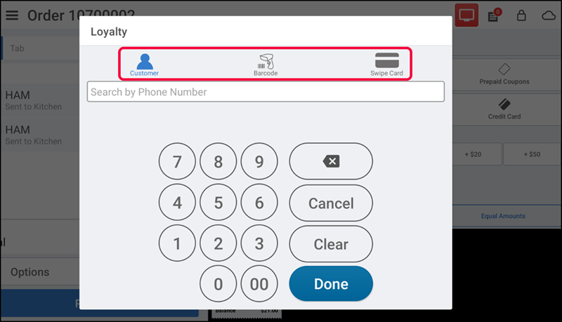 Showing loyalty screen