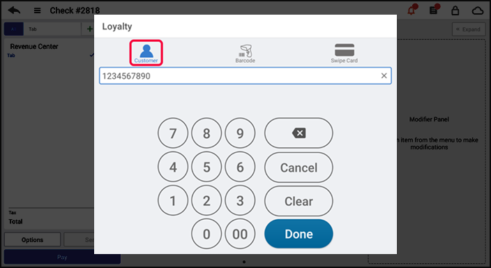 Showing loyalty screen