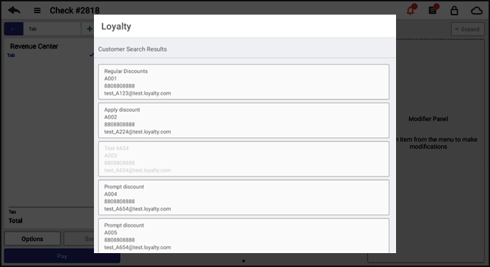 The loyalty screen with loyalty rewards