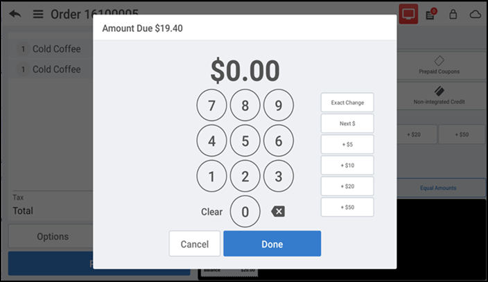 Sample screen showing amount due