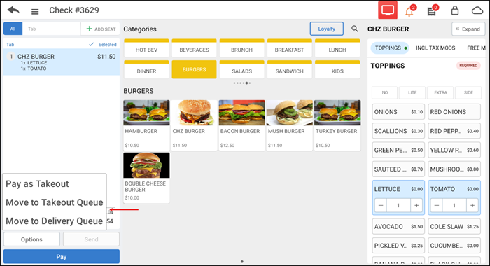 Select desired order mode