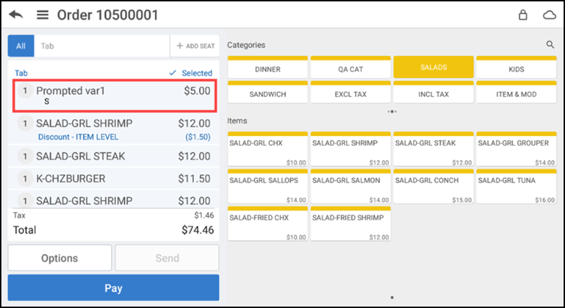 Ensure guest check is active on order entry screen