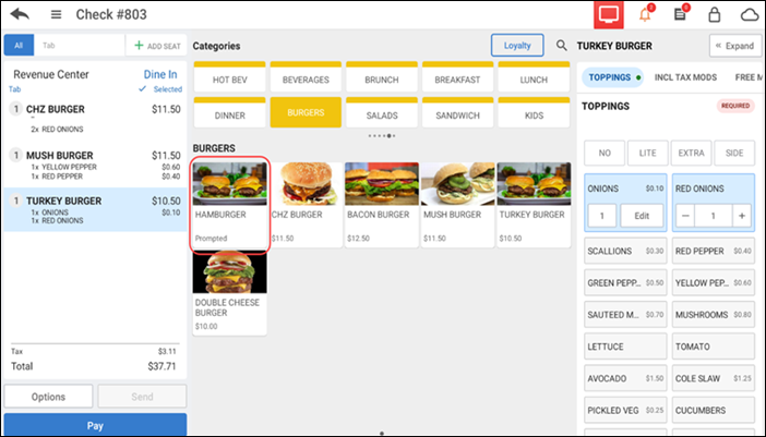 Ensure guest check is active on order entry screen