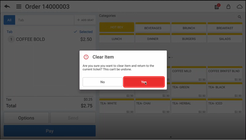 clearing an item