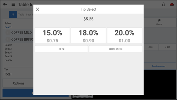 Tip select screen