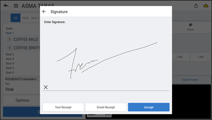 Signature screen