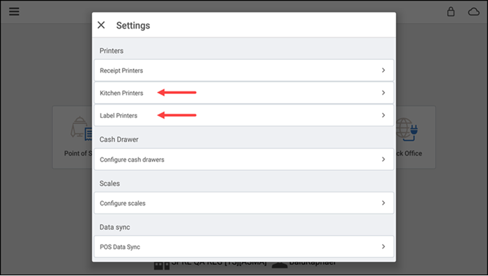 Settings screen