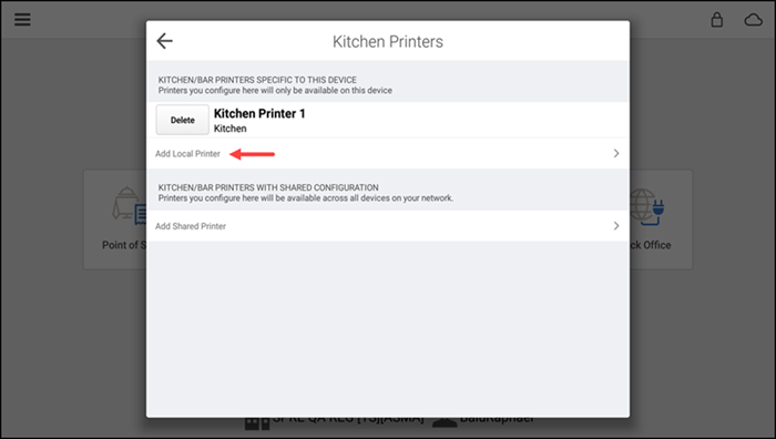 Kitchen printers screen