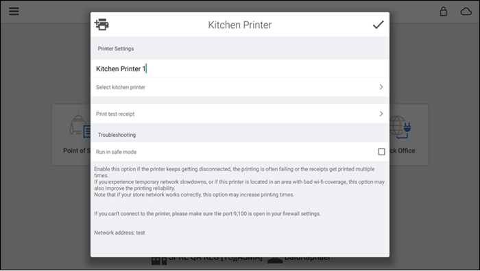 Kitchen printer screen