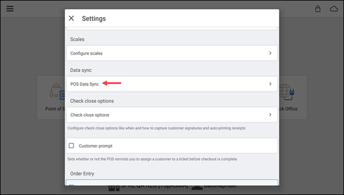 Settings screen