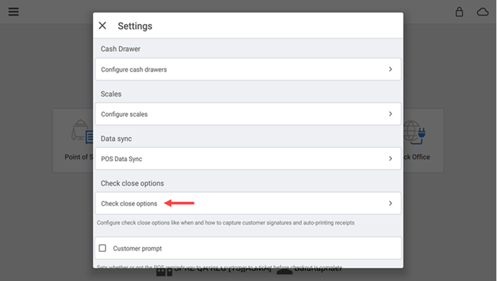 Settings screen
