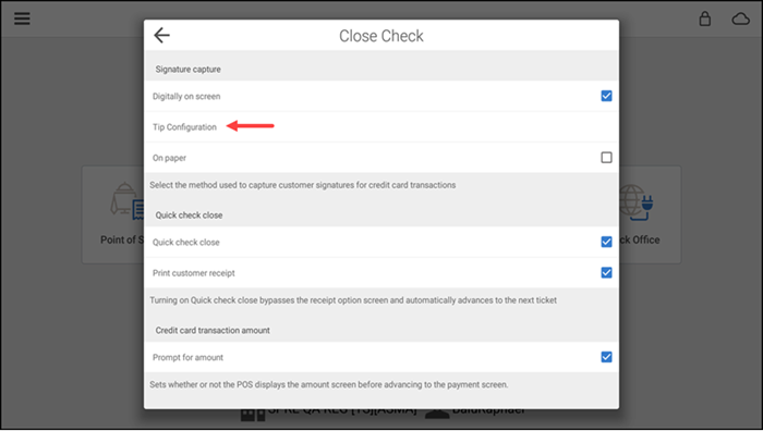 Close check screen