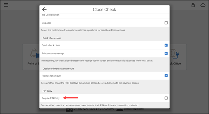 Close check screen