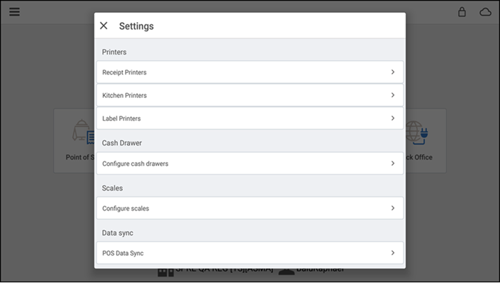 Settings screen