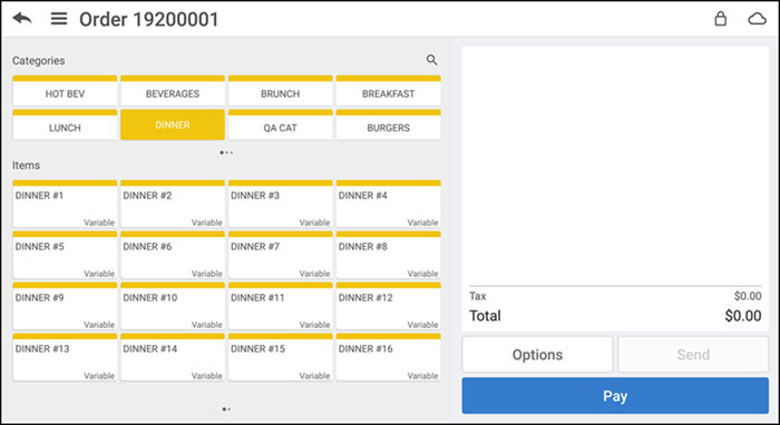 Point of sale screen