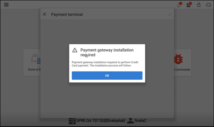 Payment gateway installation required popup