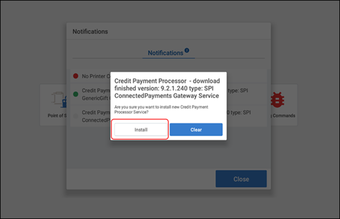 Download finish popup with an install button