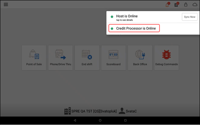 View the credit processor is online
