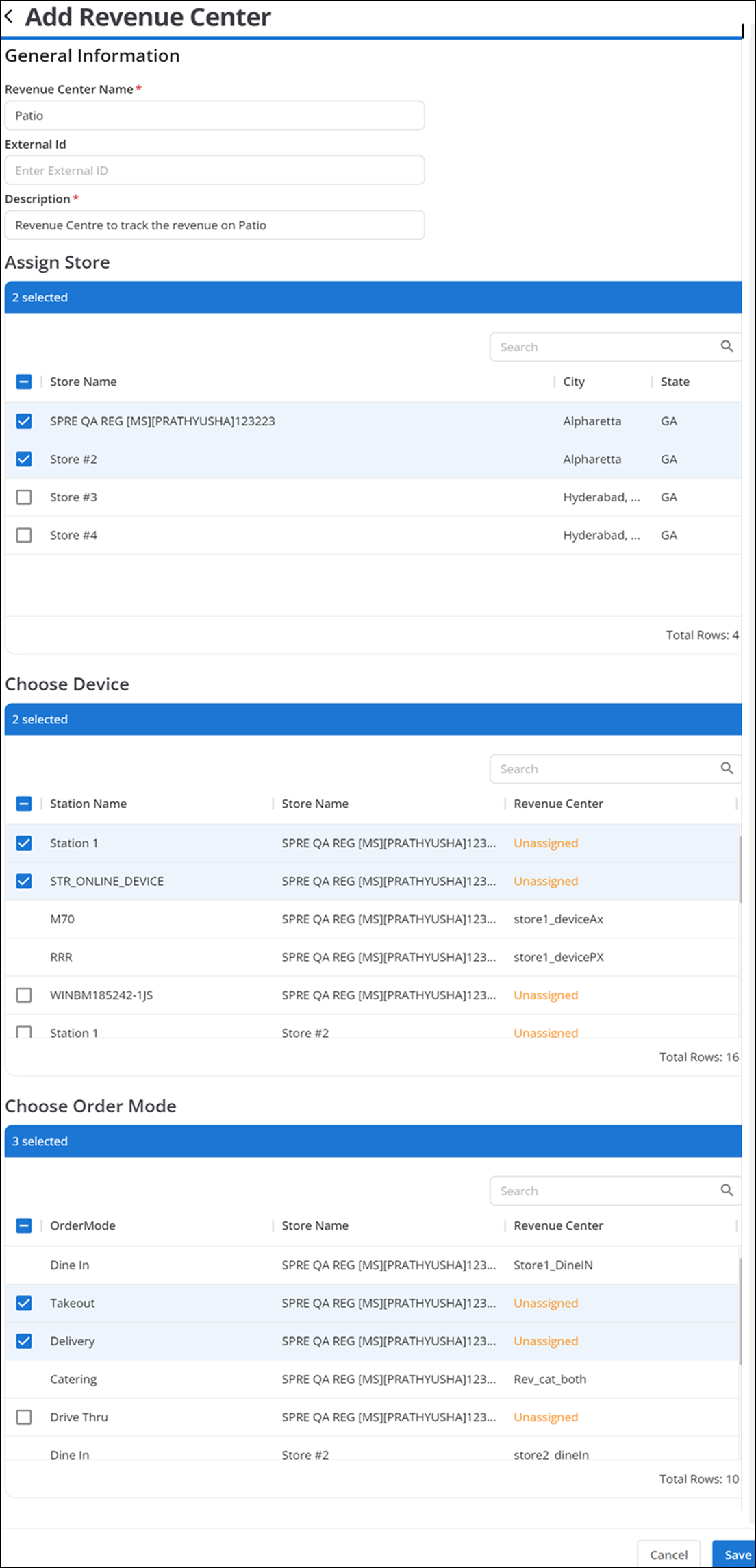 Select Add Revenue Center