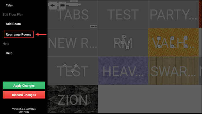 Edit floor plan screen
