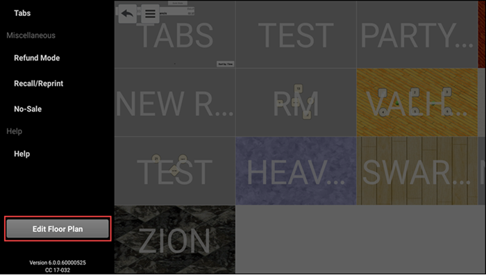 View Edit floor plan screen