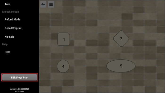 Edit floor plan screen