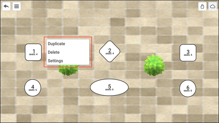 Edit floor plan screen