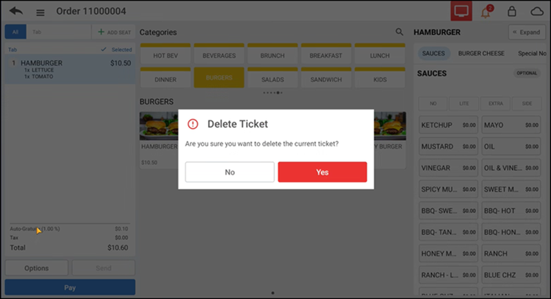 Delete ticket confirmation