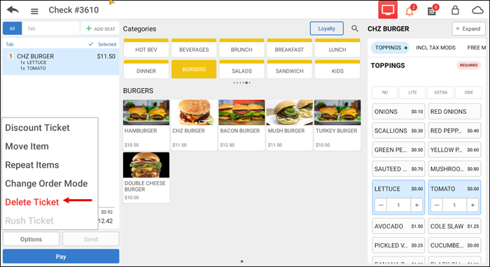 Order to delete appears on screen