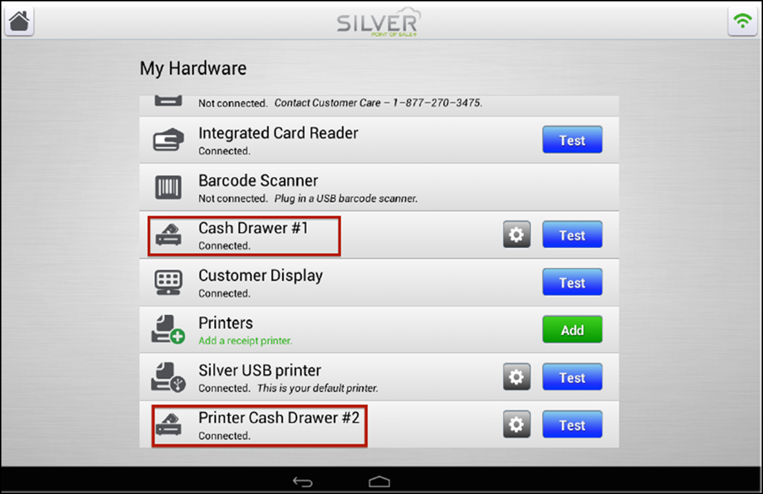 Showing cash drawers appearing in own line