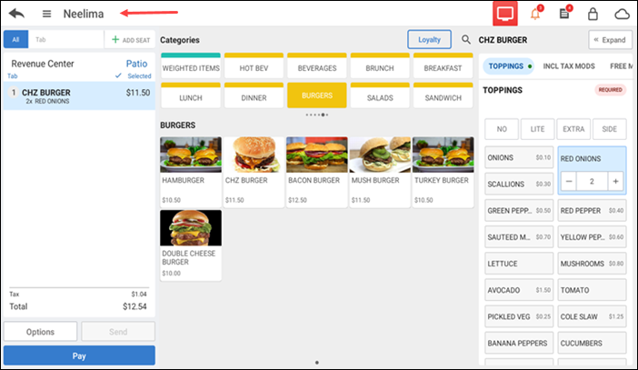 order entry screen