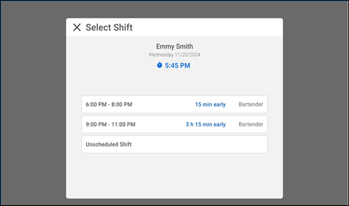 Select job code screen
