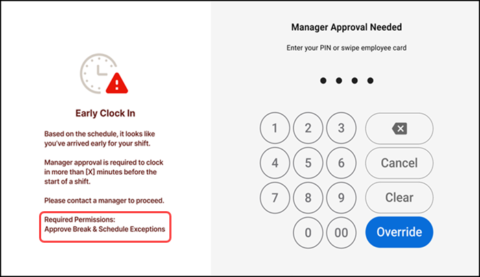 Manager approval screen