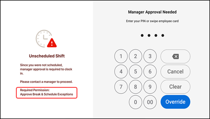 Manager approval screen
