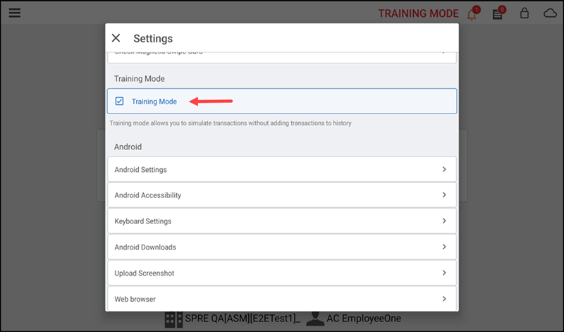 Settings screen