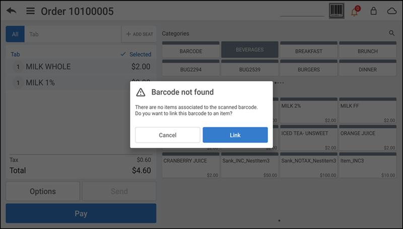 linking a barcode to an item