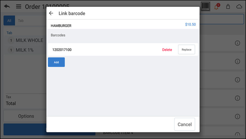 linking barcode to an item