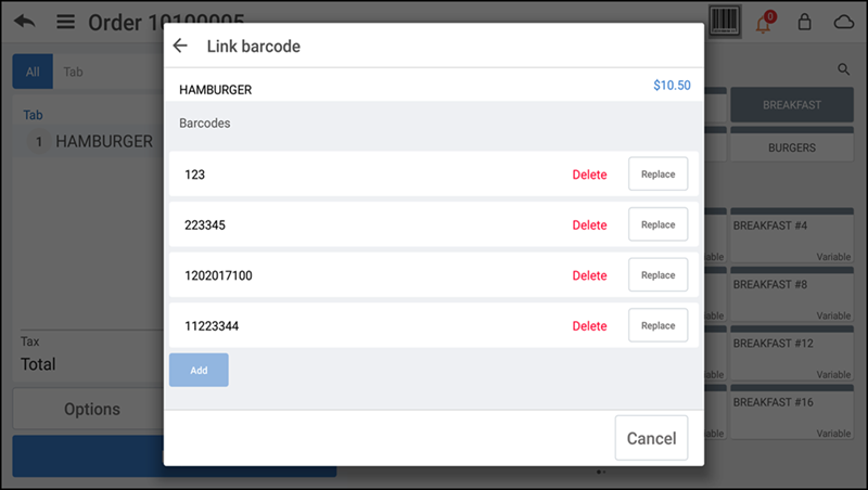 linking barcode to an item