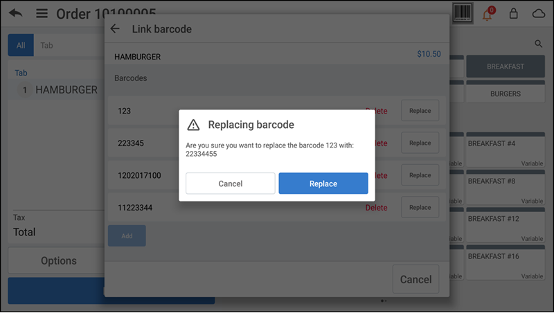 linking barcode to an item