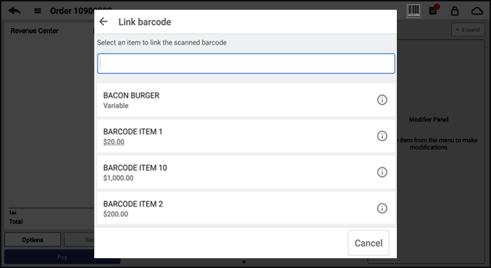linking barcode to an item