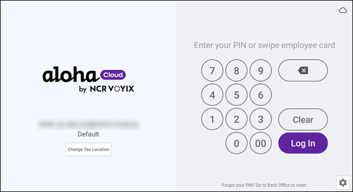 POS login screen